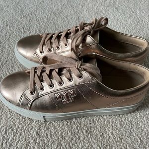 Tory Burch Rose Gold Sneakers. Like new